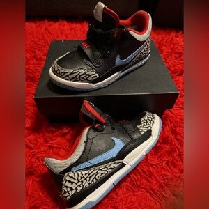 Jordan Nike Black and Light Blue Kids' Sneakers, great condition! Original box